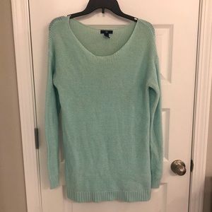 Sea-foam green cable knit sweater from Gap